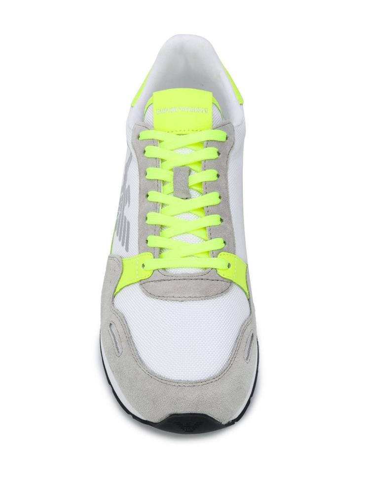 Zapatillas Armani Emporio Neon Trimmed Gamuza Panel Low Top Hombre Blancas | ONNFP9GA