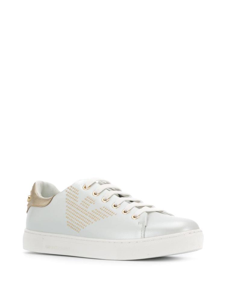 Zapatillas Armani Emporio Studded Logo Mujer Blancas | WBRHZBT9