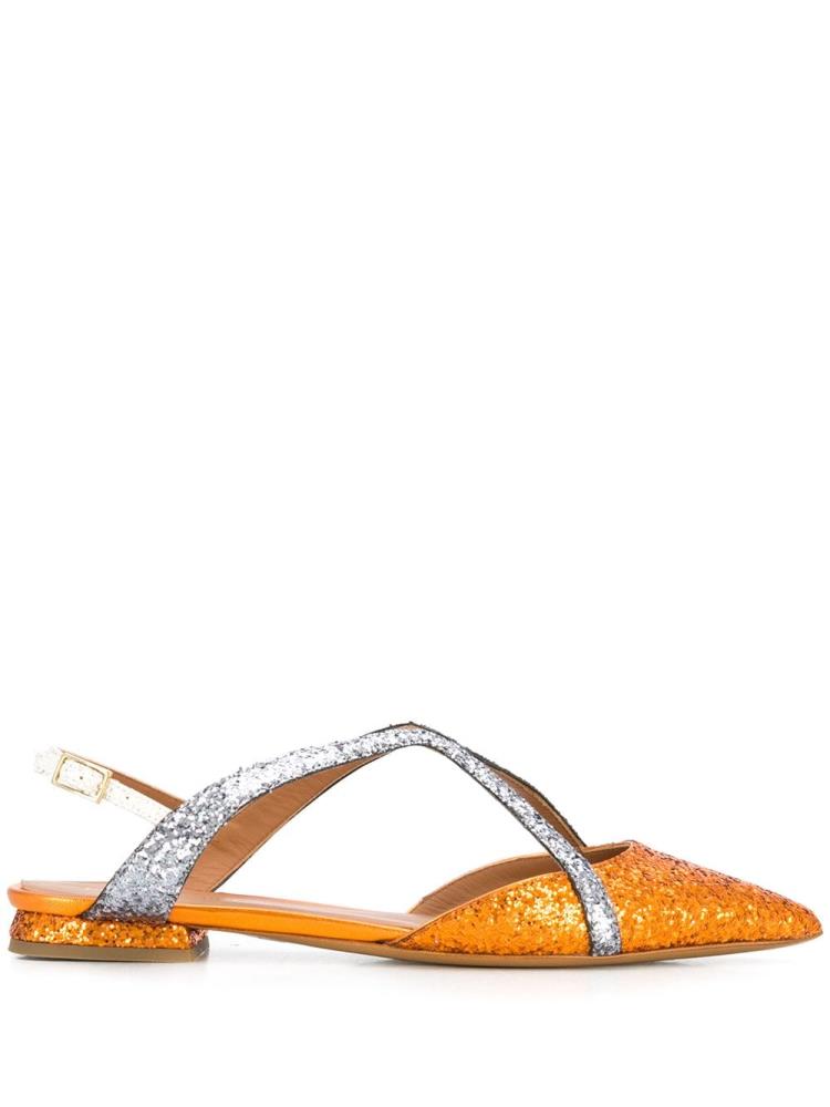 Zapatos Armani Emporio Glitter Correa Ballerina Mujer Naranjas Plateadas | K4L7MMF5