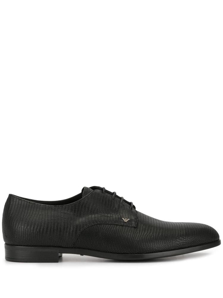 Zapatos Derby Armani Emporio Lizard Effect Hombre Negras | 2AKEUMDX